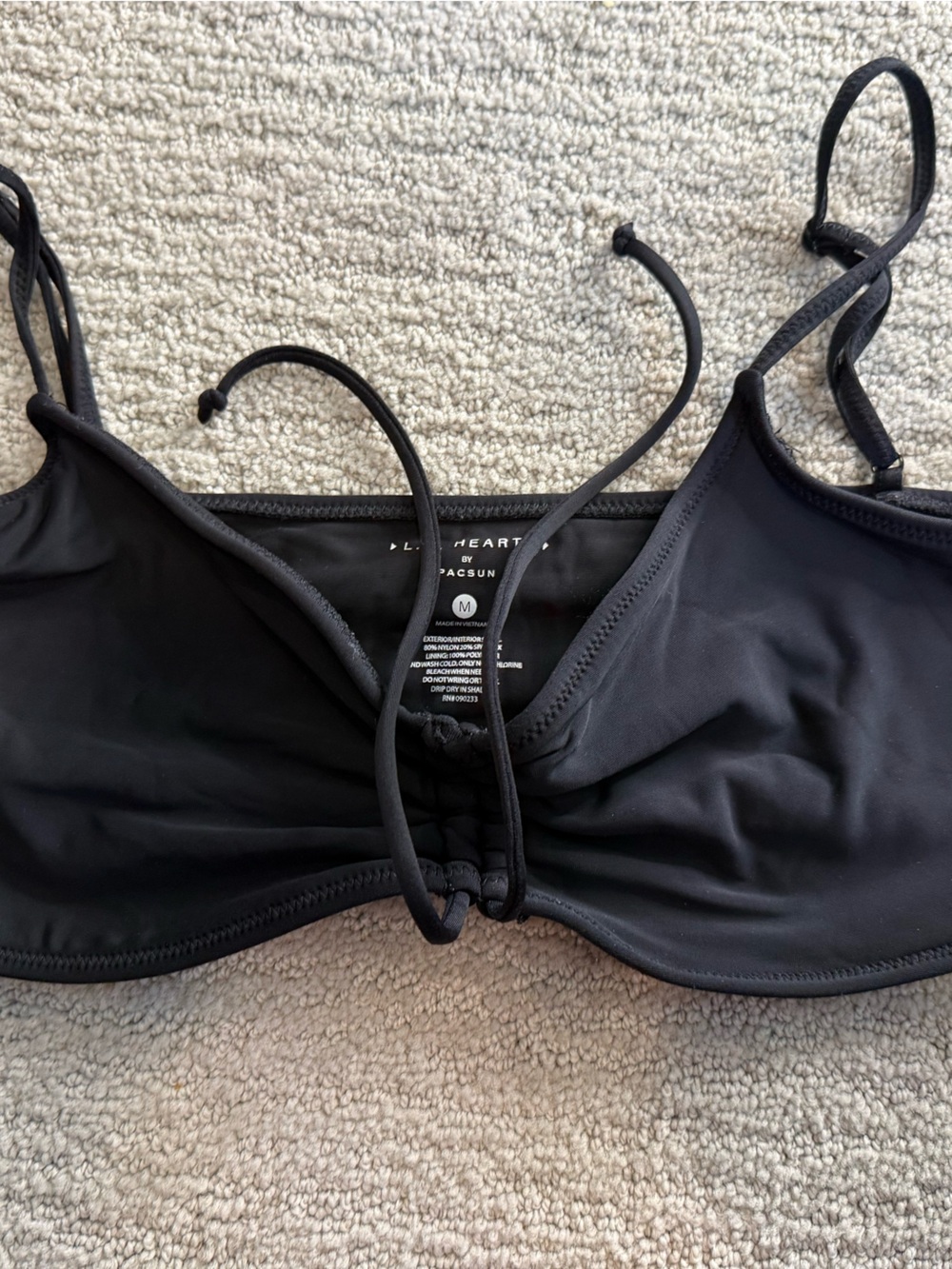 La Hearts Black Bikini Top - Solid Black